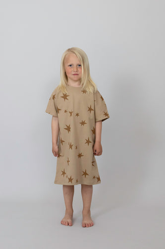 Loose fit T-shirt Dress Stars Camel
