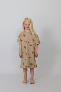 Loose fit T-shirt Dress Stars Camel